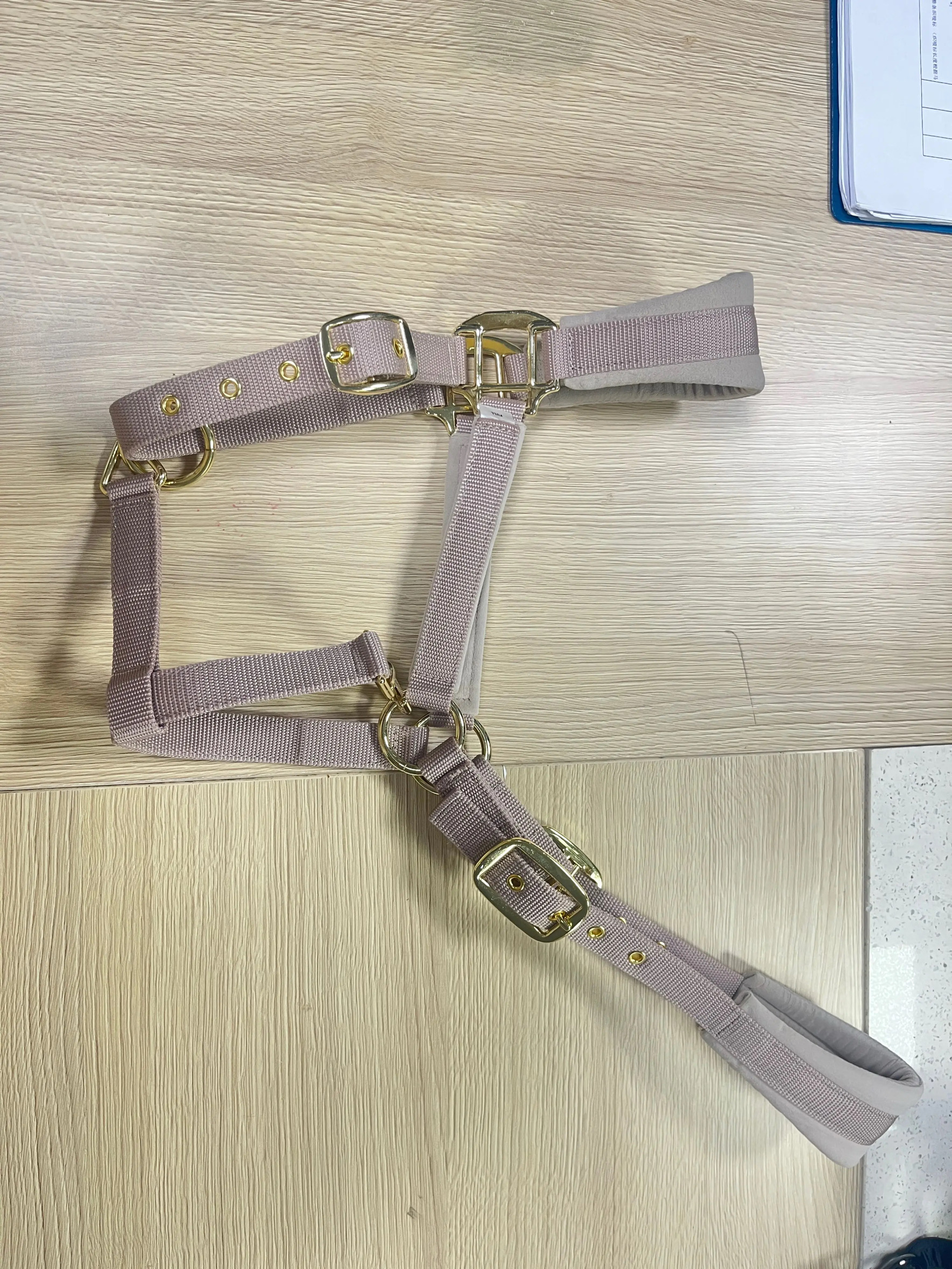 Samt-Halfter beige/gold WB inkl. Strick